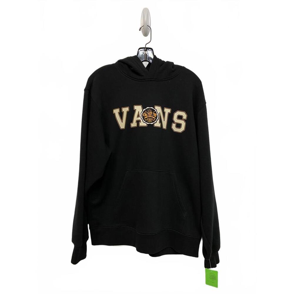 Vans “Slack & Field” Black Hoodie w/ Logo & Floral Detail Size Medium Cozy Nice